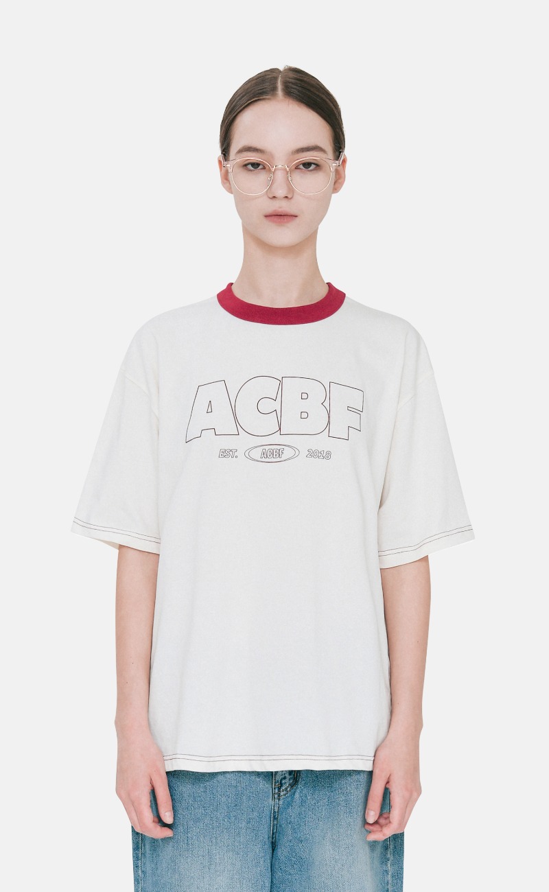 ACBF 배색 레터링 반소매 티셔츠 / 2color